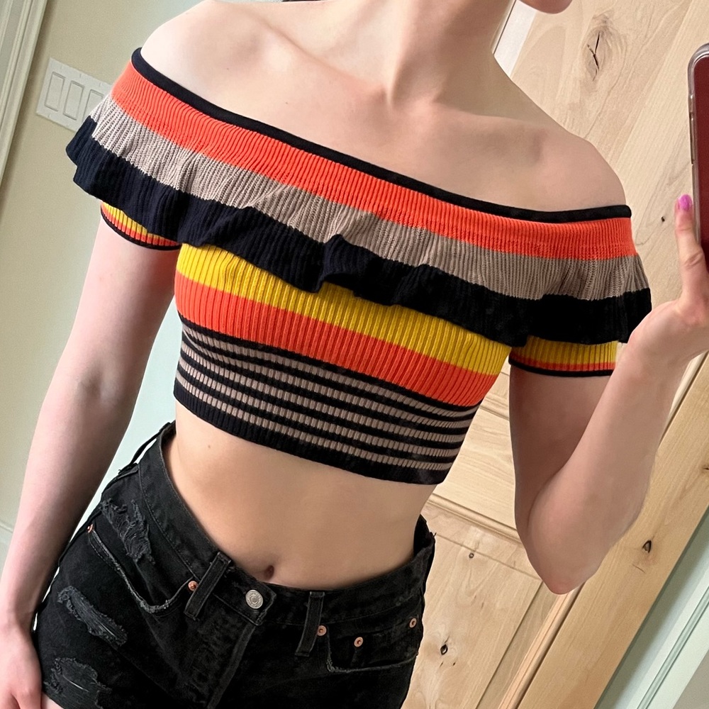 Knit Off the Shoulder Crop Top